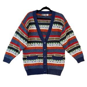 VTG 90s Jeans Wear Button Front Cardigan Women Small Colorful Cozy Slouchy Retro